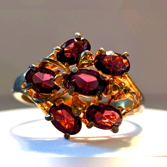Vintage Estate Simulated Purple Multi-Stone Cocktail Ring Size 9.5 - Picture 1 of 9
